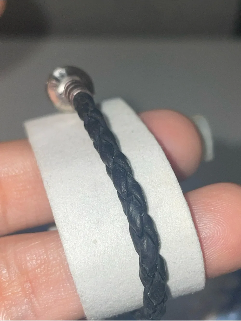 Pandora 925 Sterling Clasp Braided Leather Bracelet 4.6g- Size XS